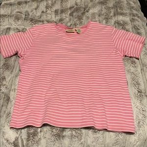 pink and white striped t shirt